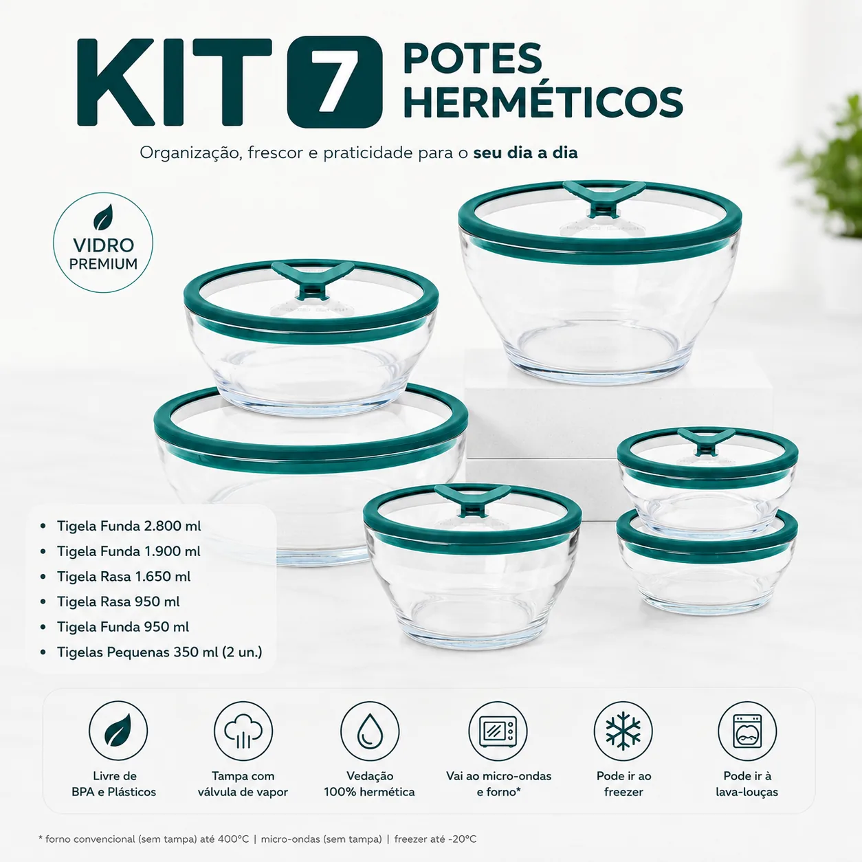 FrostGlass™ – Potes Herméticos de Vidro 7 Peças
